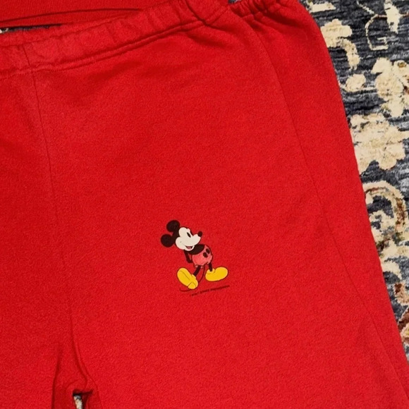 2pc Vintage Jerzees Walt Disney Red Mickey Mouse Jogging Sweater Pant Set LG - Picture 9 of 16